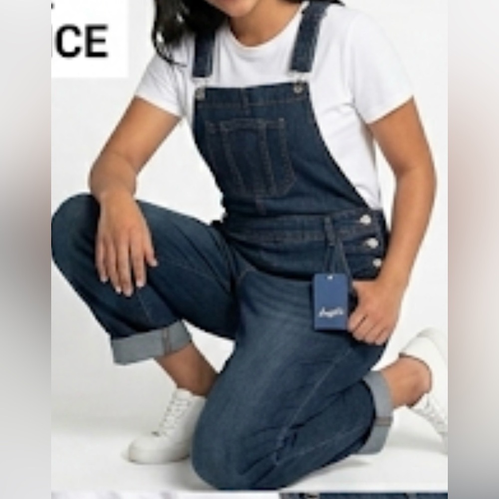 Angels Forever Young Blue Jean Overalls Medium NWT Signature Denim Bibs - Picture 11 of 12